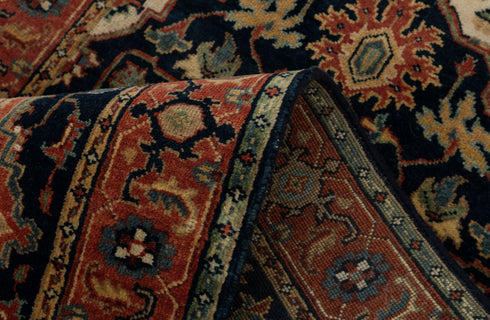 2.7x6 Runner Classic Serapi Rug High Quality Navy Red Finish Hand Knotted Wool-5828