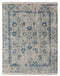 8x10 Grey & Teal Blue Traditional-Modern Handmade Wool nd Silk touch Rug