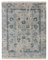 8x10 Grey & Teal Blue Traditional-Modern Handmade Wool nd Silk touch Rug