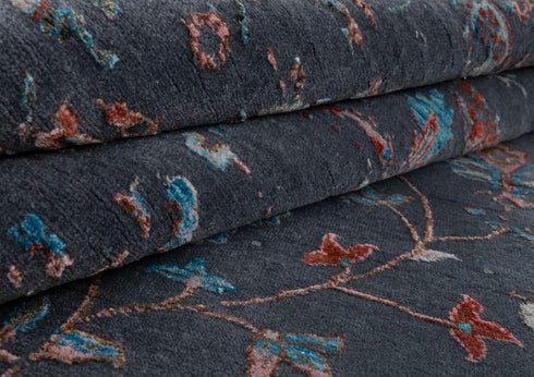 8x10 Grey Modern Transitional Area Wool & Silk Rug Handknotted Rug #5018(242x300 Cms.)