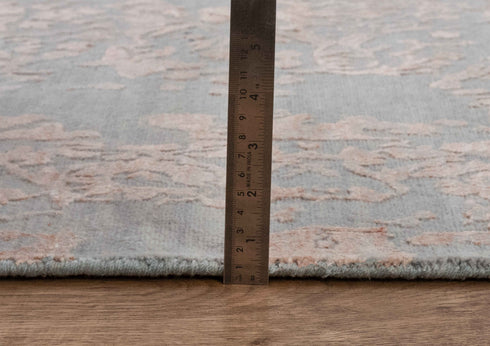 6X9 Rug Floral Design Rug Grey Charcoal Modern Style Handmade Wool Silk Touch Rug #4539(180x275 Cms.)