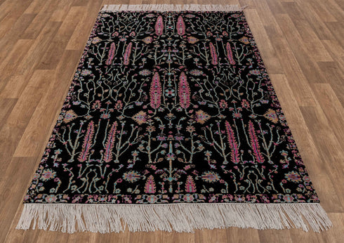 4x6 Rug Tree of Life Pine Garden Design Rug Modern Handmade Wool & Silk Rug, #5271