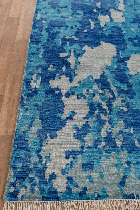 10x14 Blue Modern Handmade Abstract Wool Area Rug #7910 (300x450 cms.)