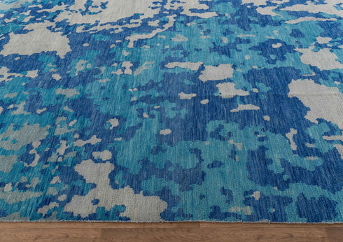 10x14 Blue Modern Handmade Abstract Wool Area Rug #7910 (300x450 cms.)