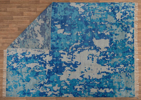 10x14 Blue Modern Handmade Abstract Wool Area Rug #7910 (300x450 cms.)