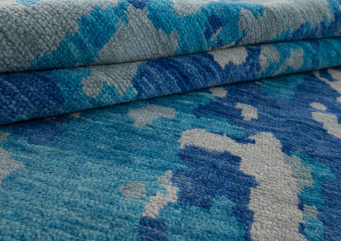 10x14 Blue Modern Handmade Abstract Wool Area Rug #7910 (300x450 cms.)