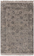 6X9 Rug Floral Design Rug Grey Charcoal Modern Style Handmade Wool Silk Touch Rug #4537(180x275 Cms.)