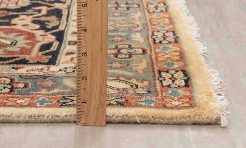 9x12 Cream Navy Classic Hadji Jalili Hand Knotted Wool Rug, Classic Decor-5653