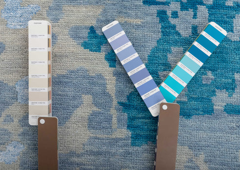 10x14 Abstract Blue Modern Handmade Abstract Wool Area Rug #8174(300x450 cms.)