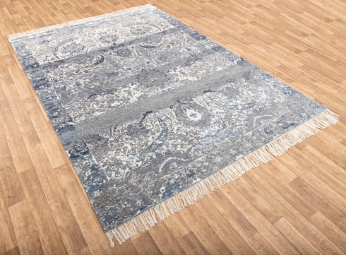 8X10 One Of A Kind Rug, Indian Handknotted Rug, Wool & Silk Free Shipping#1892