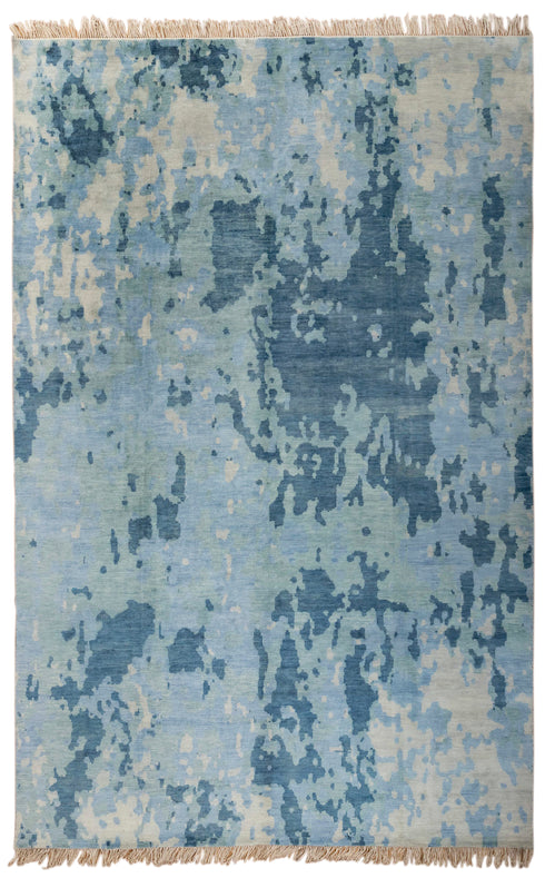 10x14 Abstract Blue Modern Handmade Abstract Wool Area Rug #8037(300x450 cms.)