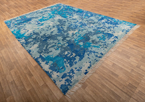 Oversize Modern Rug 12x15 Hand Knotted Abstract 100% Wool Rug, Oversize Hall Rugs#8080