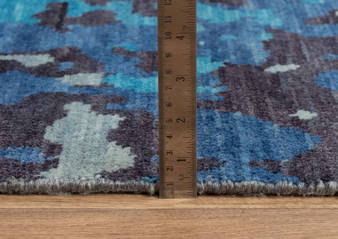 10x14 Large RugAbstract Blue Modern Handmade Abstract Wool Area Rug #8075(300x450 cms.)