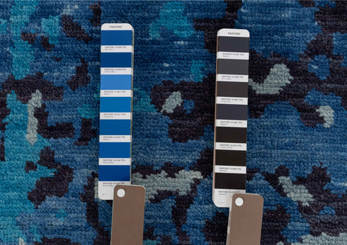 10x14 Large RugAbstract Blue Modern Handmade Abstract Wool Area Rug #8075(300x450 cms.)