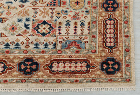 8x10 Ivory Mamluk Pattern Classic Handmade Hand Knotted  Wool Rug #7932