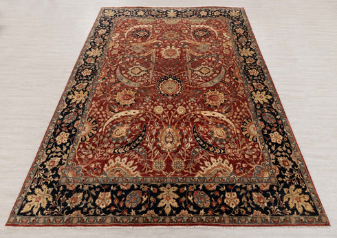 8x10 Red Navy Classic High Quality Hand Knotted Wool Rug #5850