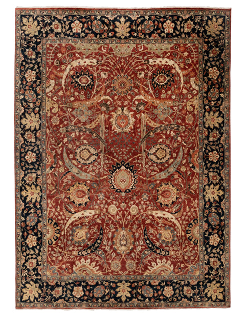 8x10 Red Navy Classic High Quality Hand Knotted Wool Rug #5850