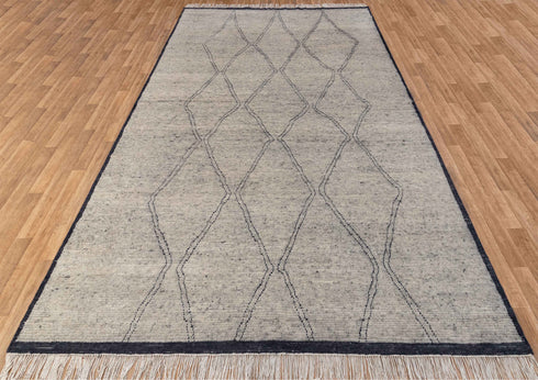 10x14 Large Grey Blue Wool Moroccan Boho Beni Ourain Rug, Berber rug 10x14....No Wool Shedding...#5222