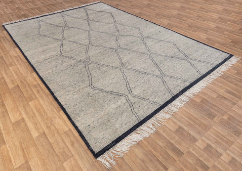 10x14 Large Grey Blue Wool Moroccan Boho Beni Ourain Rug, Berber rug 10x14....No Wool Shedding...#5222