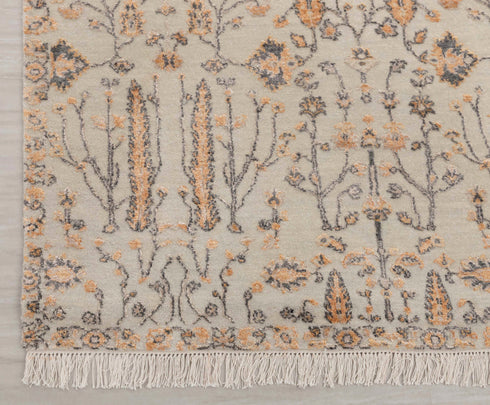 4x6 Rug Tree of Life Pine Garden Design Rug Modern Handmade Wool & Silk Rug, #7194