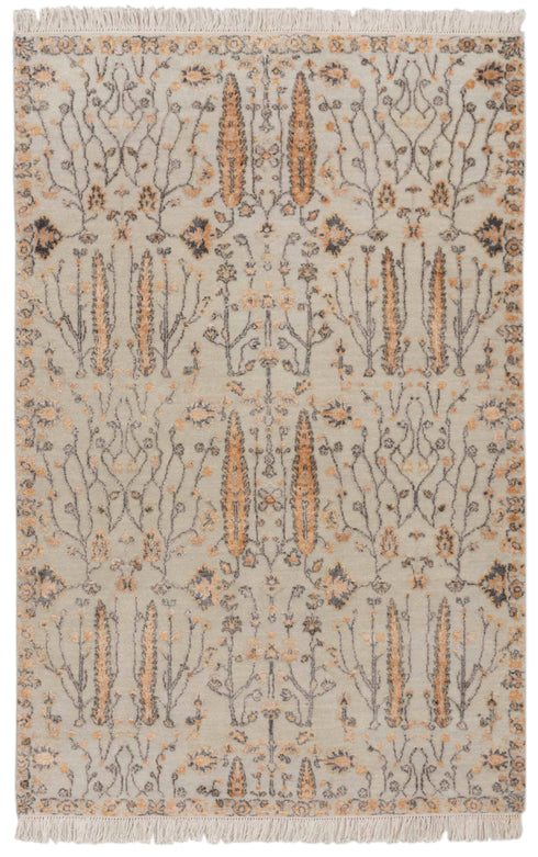 4x6 Rug Tree of Life Pine Garden Design Rug Modern Handmade Wool & Silk Rug, #7194