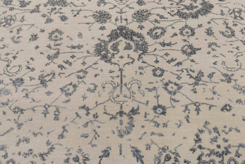 8x10 Grey Black Classic Handmade Rug, Modern Area Wool & Silk Rug #7207(242x300 Cms.)