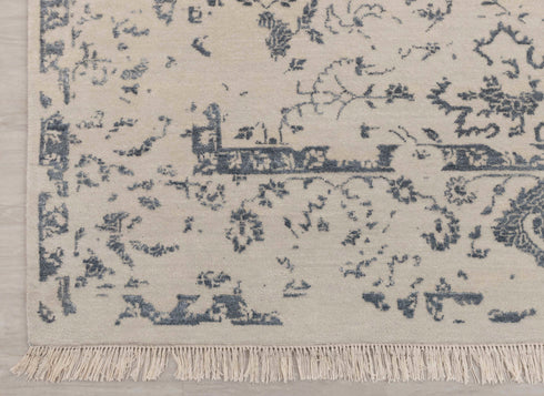 8x10 Grey Black Classic Handmade Rug, Modern Area Wool & Silk Rug #7207(242x300 Cms.)