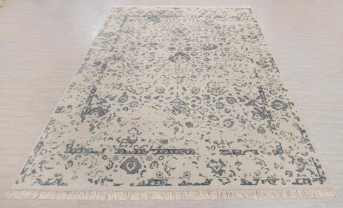 8x10 Grey Black Classic Handmade Rug, Modern Area Wool & Silk Rug #7207(242x300 Cms.)