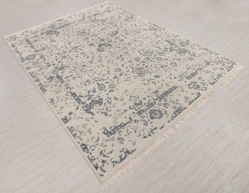 8x10 Grey Black Classic Handmade Rug, Modern Area Wool & Silk Rug #7207(242x300 Cms.)