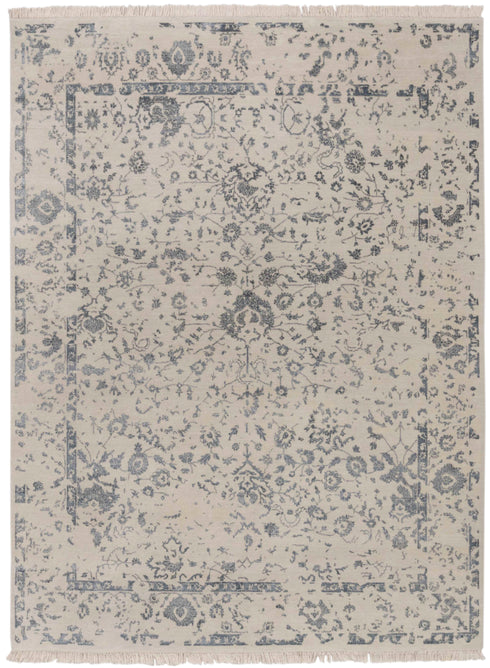 8x10 Grey Black Classic Handmade Rug, Modern Area Wool & Silk Rug #7207(242x300 Cms.)