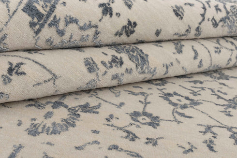 8x10 Grey Black Classic Handmade Rug, Modern Area Wool & Silk Rug #7207(242x300 Cms.)