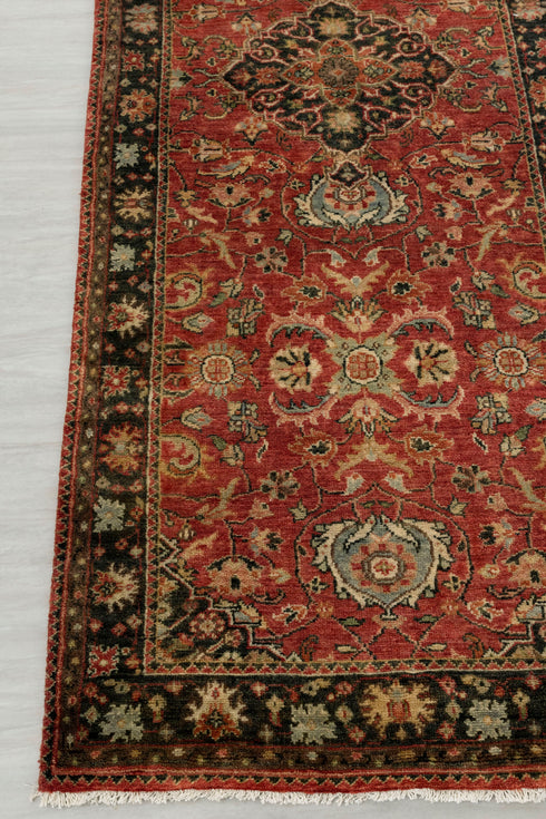 2.7x10 Stairs Rug Red Navy Retro High Quality Vintage Finish Hand Knotted Wool Rug, Rug-5831