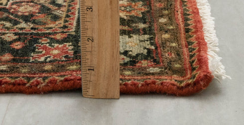 2.7x10 Stairs Rug Red Navy Retro High Quality Vintage Finish Hand Knotted Wool Rug, Rug-5831