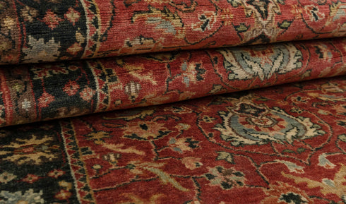 2.7x10 Stairs Rug Red Navy Retro High Quality Vintage Finish Hand Knotted Wool Rug, Rug-5831