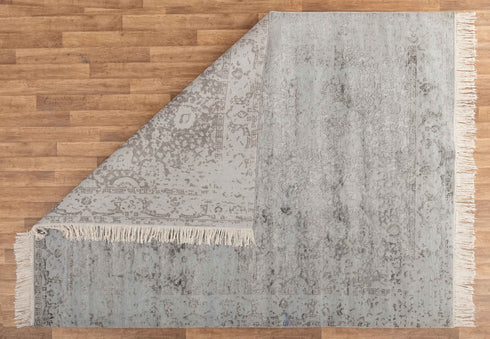 8x10 Rug Grey Charcoal Handmade Rug , Soft Wool & Silk Rug #2865