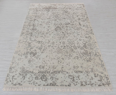 6X9 Grey Charcoal Rug Modern Style Handmade Wool Silk Touch Rug # 553(180x275 Cms.)