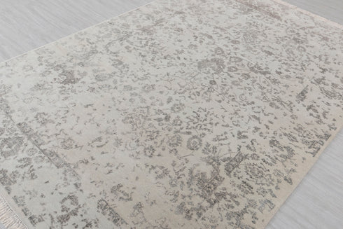 6X9 Grey Charcoal Rug Modern Style Handmade Wool Silk Touch Rug # 553(180x275 Cms.)