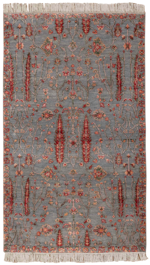 3x5 Rug Tree of Life Rug Modern Handmade Wool & Silk Rug, #5608 (90x150 Cms.)