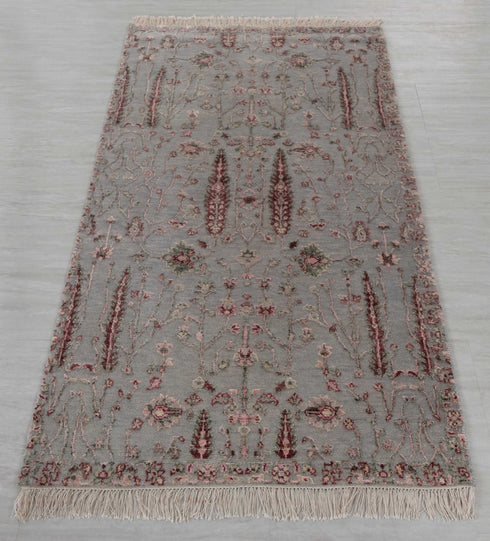 3x5 Rug Tree of Life Garden Design Rug Rug Modern Handmade Wool & Silk Rug, #1018(90x150 Cms.)