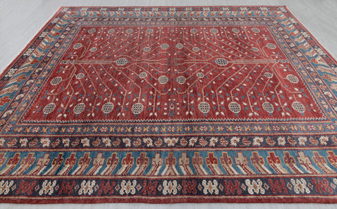 9x12 Red Floral Design Modern Classic Oushak Style Hand Knotted Area Rug#3474