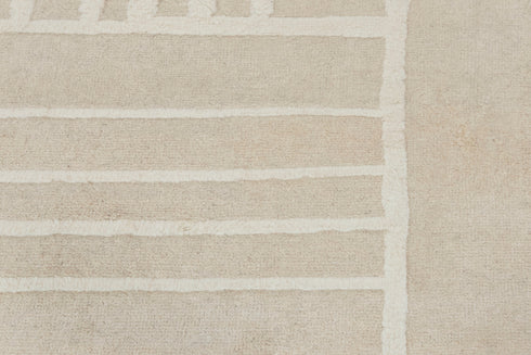 8x11 Moroccan Thick Plush Pile Cream White Geometric Rug Wool Beni Ourain Berber Hand Knotted Se-37