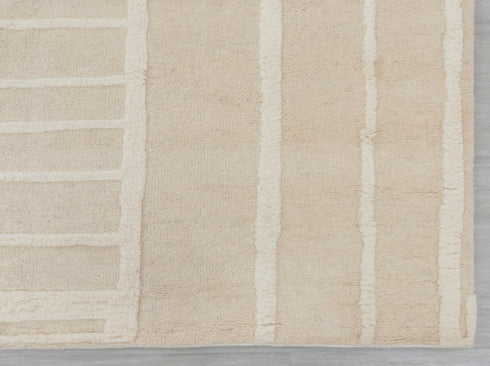 8x11 Moroccan Thick Plush Pile Cream White Geometric Rug Wool Beni Ourain Berber Hand Knotted Se-37