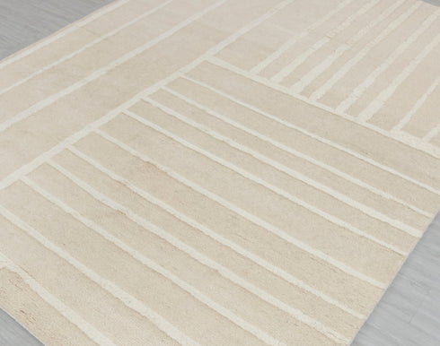 8x11 Moroccan Thick Plush Pile Cream White Geometric Rug Wool Beni Ourain Berber Hand Knotted Se-37