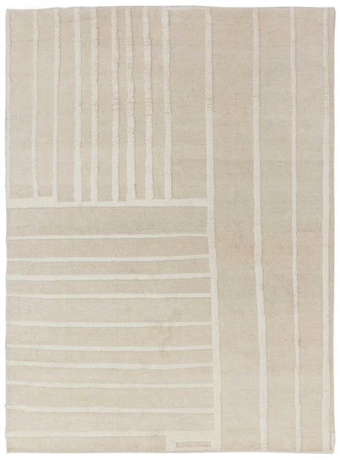 8x11 Moroccan Thick Plush Pile Cream White Geometric Rug Wool Beni Ourain Berber Hand Knotted Se-37