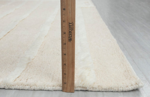 8x11 Moroccan Thick Plush Pile Cream White Geometric Rug Wool Beni Ourain Berber Hand Knotted Se-37