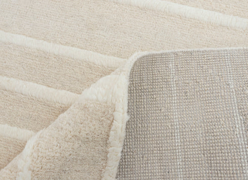 8x11 Moroccan Thick Plush Pile Cream White Geometric Rug Wool Beni Ourain Berber Hand Knotted Se-37