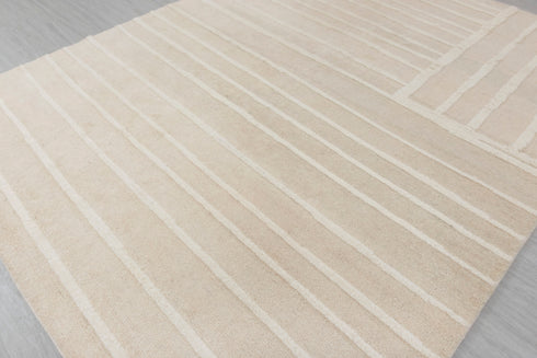 8x11 Cream White Geometric Moroccan Boho Design Rug 100% WOOL Rug Beni Ourain Berber Hand Knotted Se-36