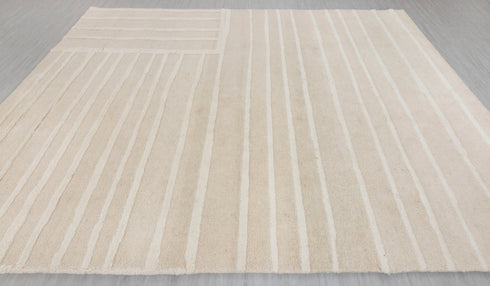 8x11 Cream White Geometric Moroccan Boho Design Rug 100% WOOL Rug Beni Ourain Berber Hand Knotted Se-36