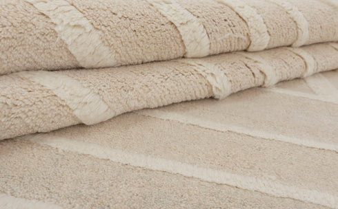 8x11 Cream White Geometric Moroccan Boho Design Rug 100% WOOL Rug Beni Ourain Berber Hand Knotted Se-36