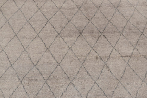 8x10 Tan Charcoal Diamond Pattern Design Wool Beni Ourain Berber Hand Knotted, No Wool Shedding, Se-35